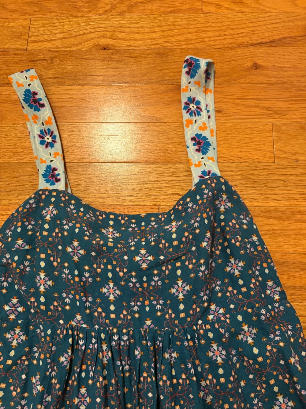 Floral Tiered Maxi Dress in Teal and Orange - Picture 14 of 15